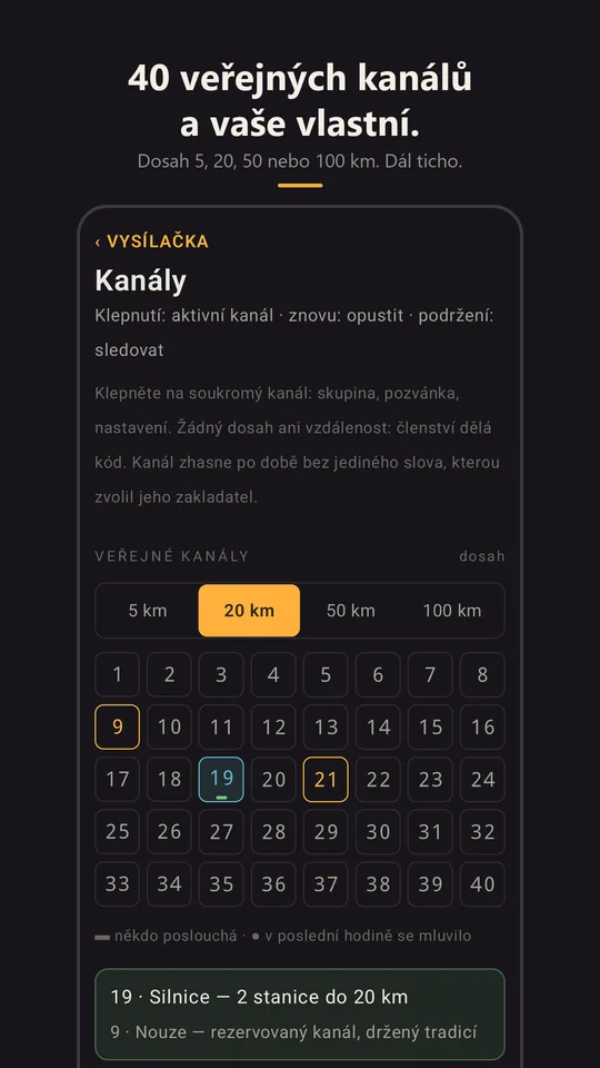 Mřížka 40 kanálů a dosah