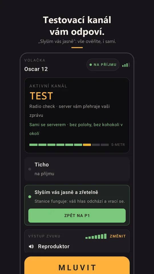 Radio check, který odpovídá: slyším vás jasně a zřetelně