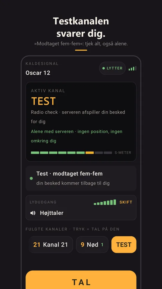 Radio checket, der svarer modtaget klart og tydeligt