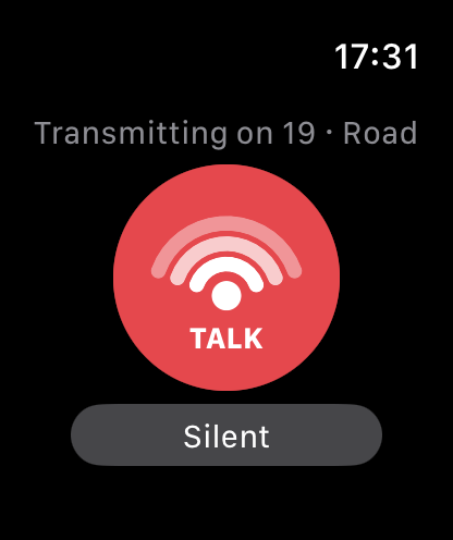Apple Watch transmitiendo en el 19, botón rojo
