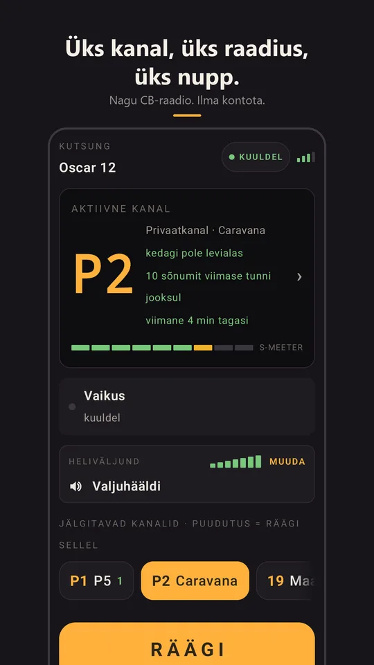 Raadio privaatkanalil Caravana, kuuldel