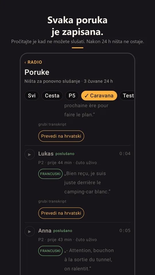Transkribirane poruke karavane