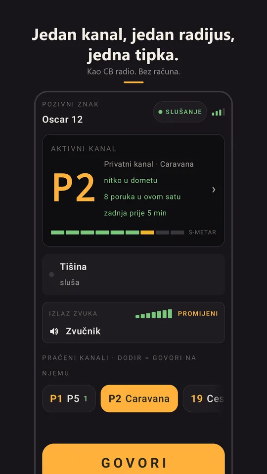 Radio na privatnom kanalu Caravana, u slušanju