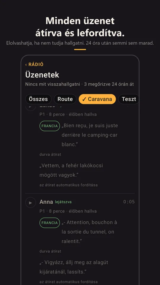 A karaván üzenetei, átírva és lefordítva