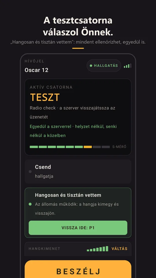 A radio check, amely azt feleli: vétel öt az öthöz