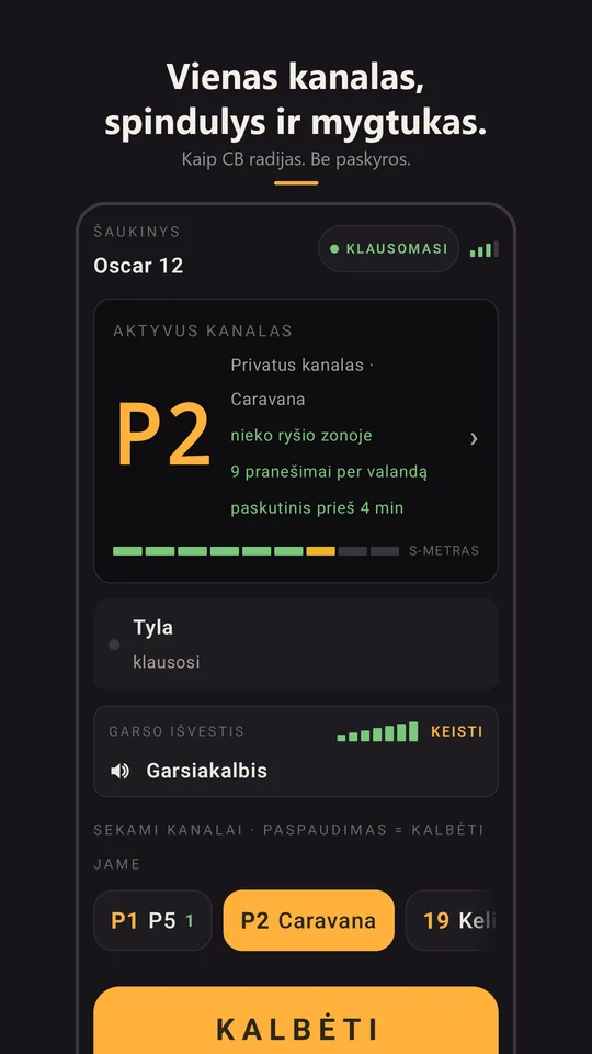 Stotelė privačiame kanale Caravana, klausomasi