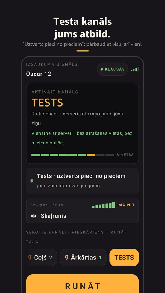 Radio check, kas atbild: uztverts pieci no pieciem