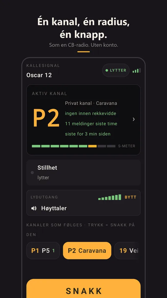 Radioen lytter på den private kanalen Caravana