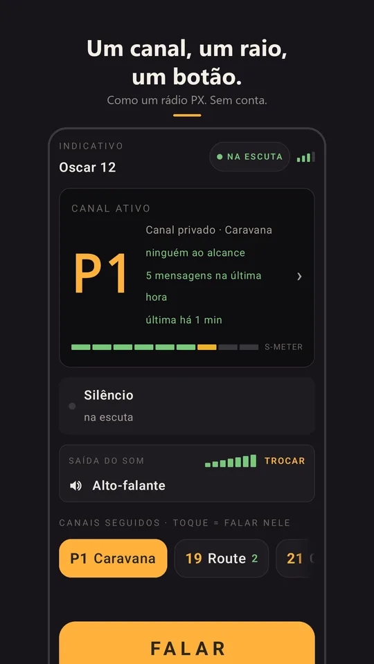 O rádio no canal privado Caravana, na escuta