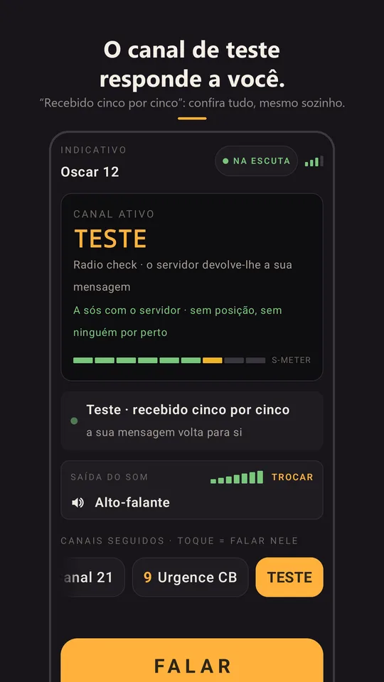 O radio check que responde recebido alto e bom som