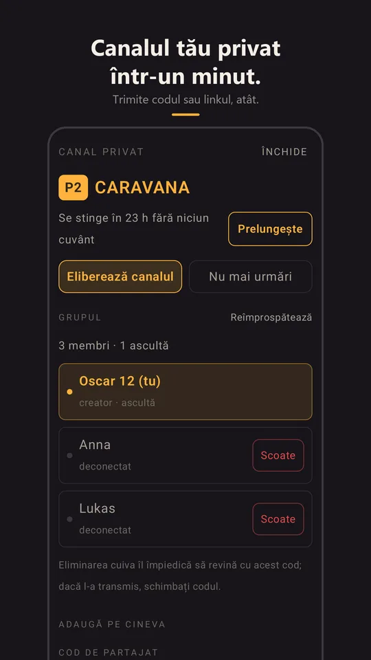 Canalul privat Caravana cu grupul său