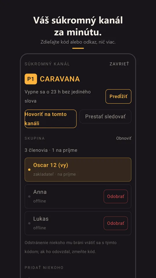 Súkromný kanál Caravana a jeho skupina