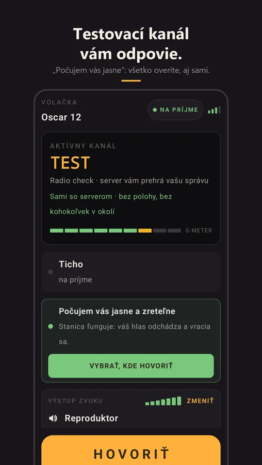 Radio check, ktorý odpovedá: počujem vás jasne a zreteľne